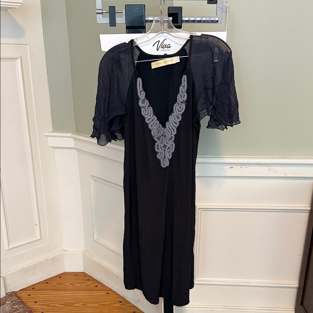 Black Midi Dress with Gray Accents